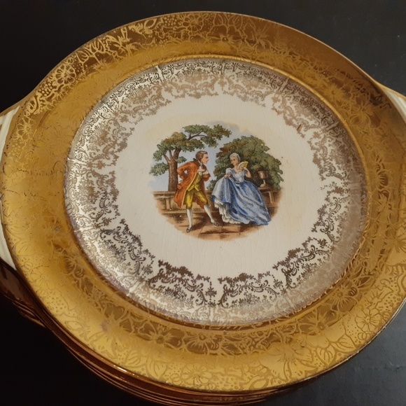 EXQUISITE VTG Imperial 22K Gold Gilded Sabin China 8" Salad Plates Set of 8. - Picture 2 of 7